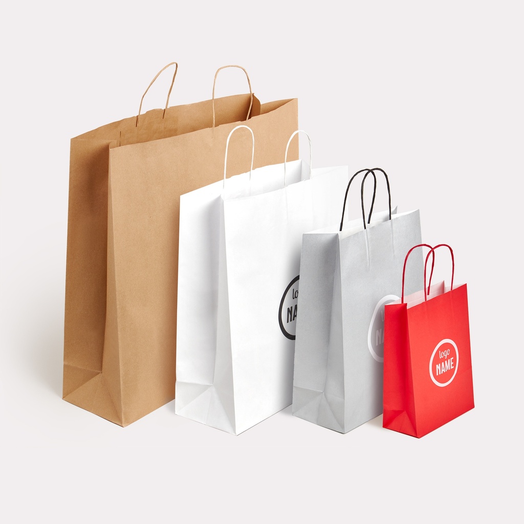 Papiertragetasche - gedrehte Papierkordel - Siebdruck