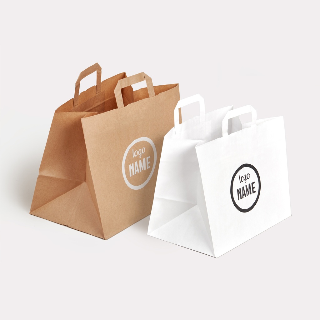 Papiertragetasche Take-Away Flachhenkel