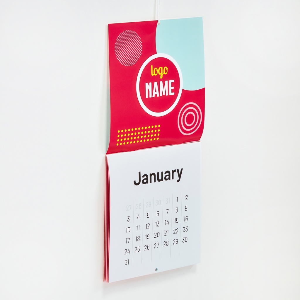 Wandkalender mit Rückendrahtheftung