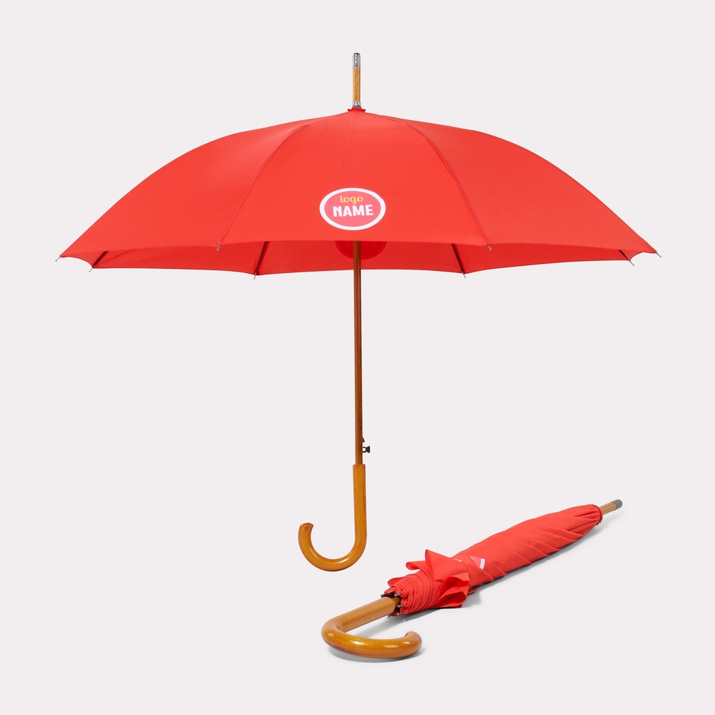 Regenschirm Falcone Compact Automatik Windproof mit Rundhaken Holzgriff 102 cm