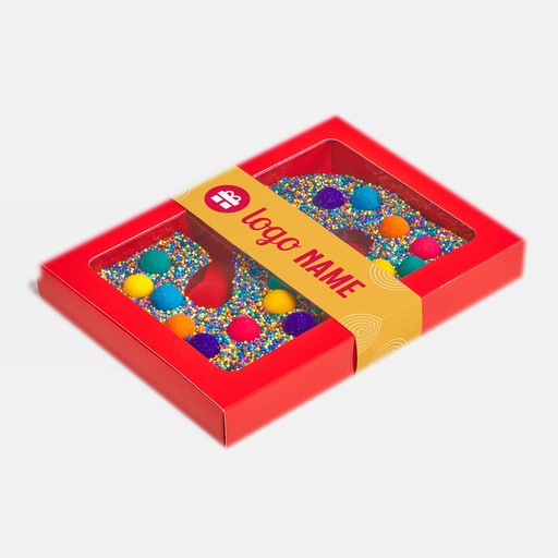 Schoko-Buchstabe mit Banderole